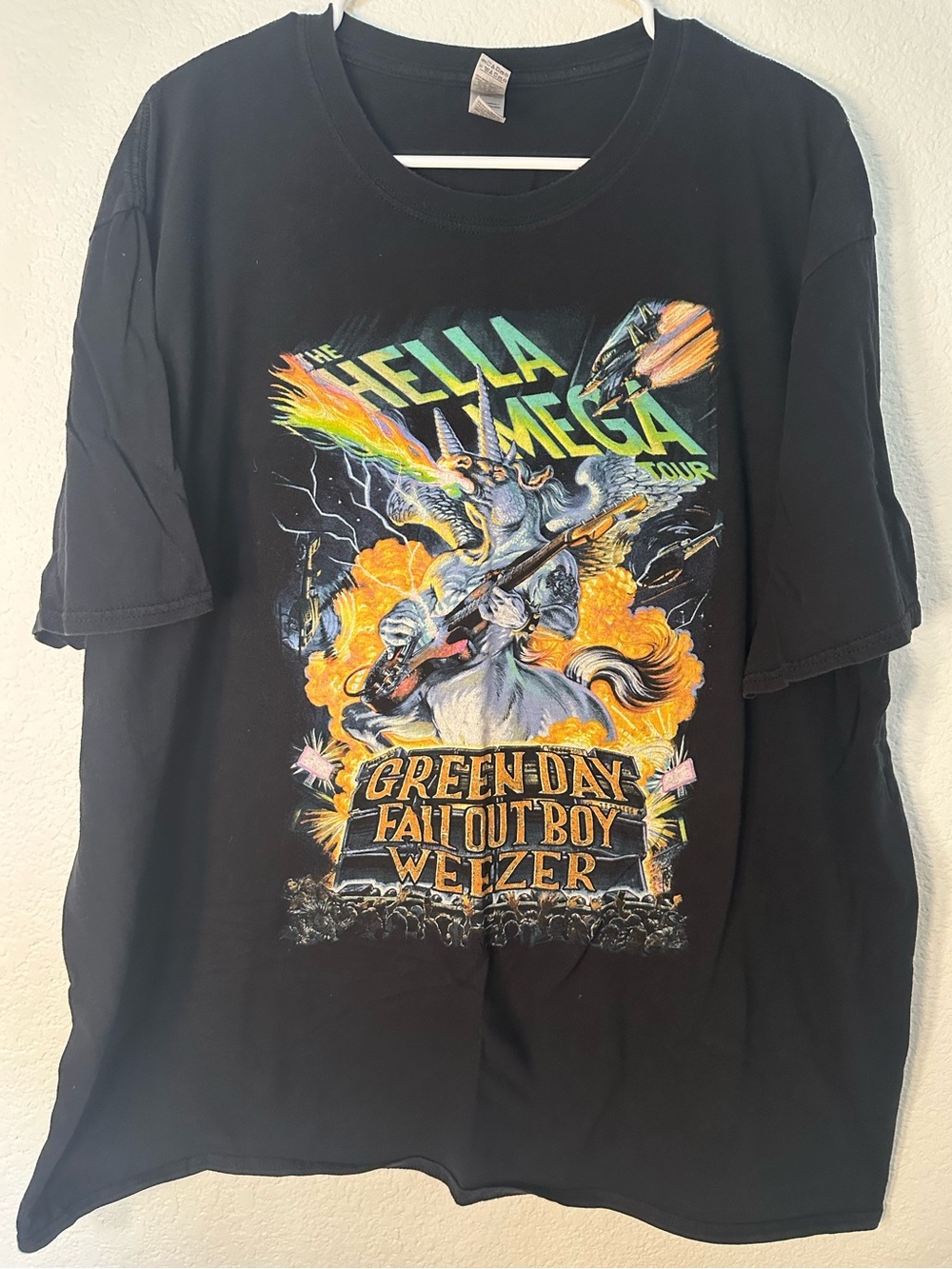 Green Day Fall Out Boy Weezer Hella Mega Tour T-Shirt Gildan 2XL Black